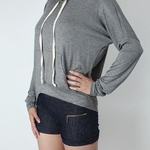 Womens Pullover Sweater Hoodie Grey Small Top